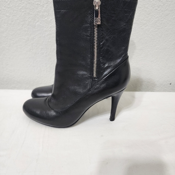 Coach Bethie Black Nappa Leather Ankle High Heel Boots Size 6 - Picture 8 of 14